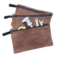 Customized Plain Bronze Zipper 16oz Waxed Canvas Dust Wholesale Tool Bag