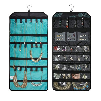 amazon hotsale double-sided hanging travel packing jewelry roll organizer