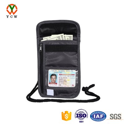 Durable neck wallet for passport travel card zipper bag purse family neck passport wallet