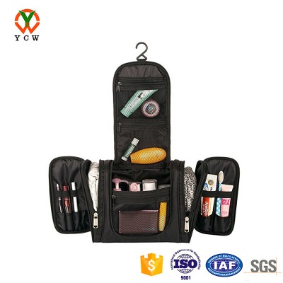 hot selling high quality black mens cosmetic hanging travel wash bag